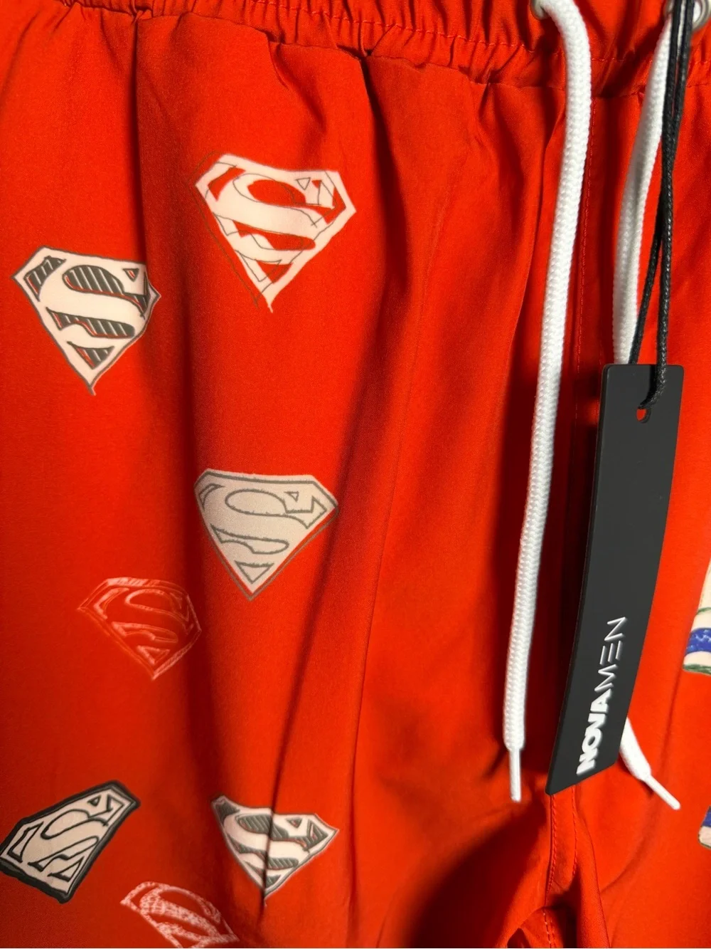 New Superman Swim Shorts with Graphic Sneaker Print. Fashion Nova Sz Sm